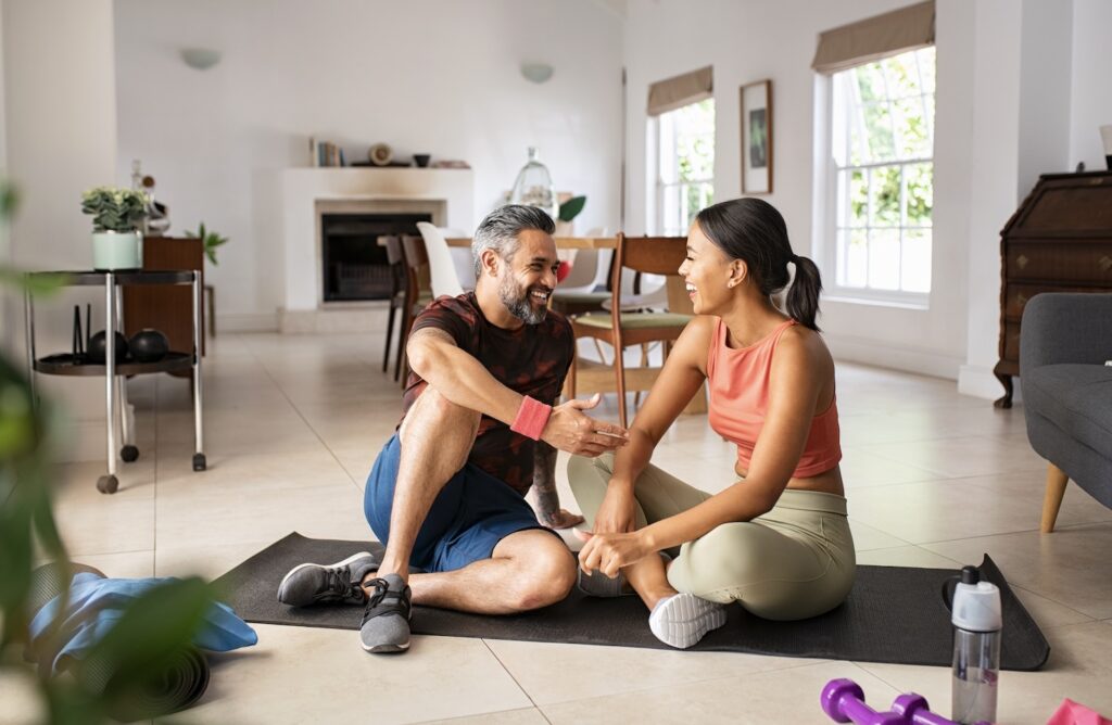 fitness couple at home